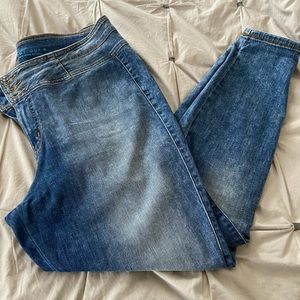 Three Button High Rise Skinny Jeans